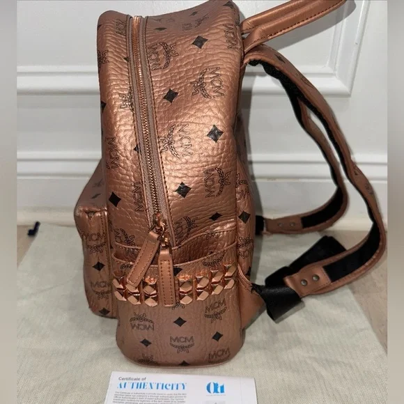 MCM Viestos Small Limited Edition Metallic Rose Studded Backpack $1080 - Picture 3 of 14